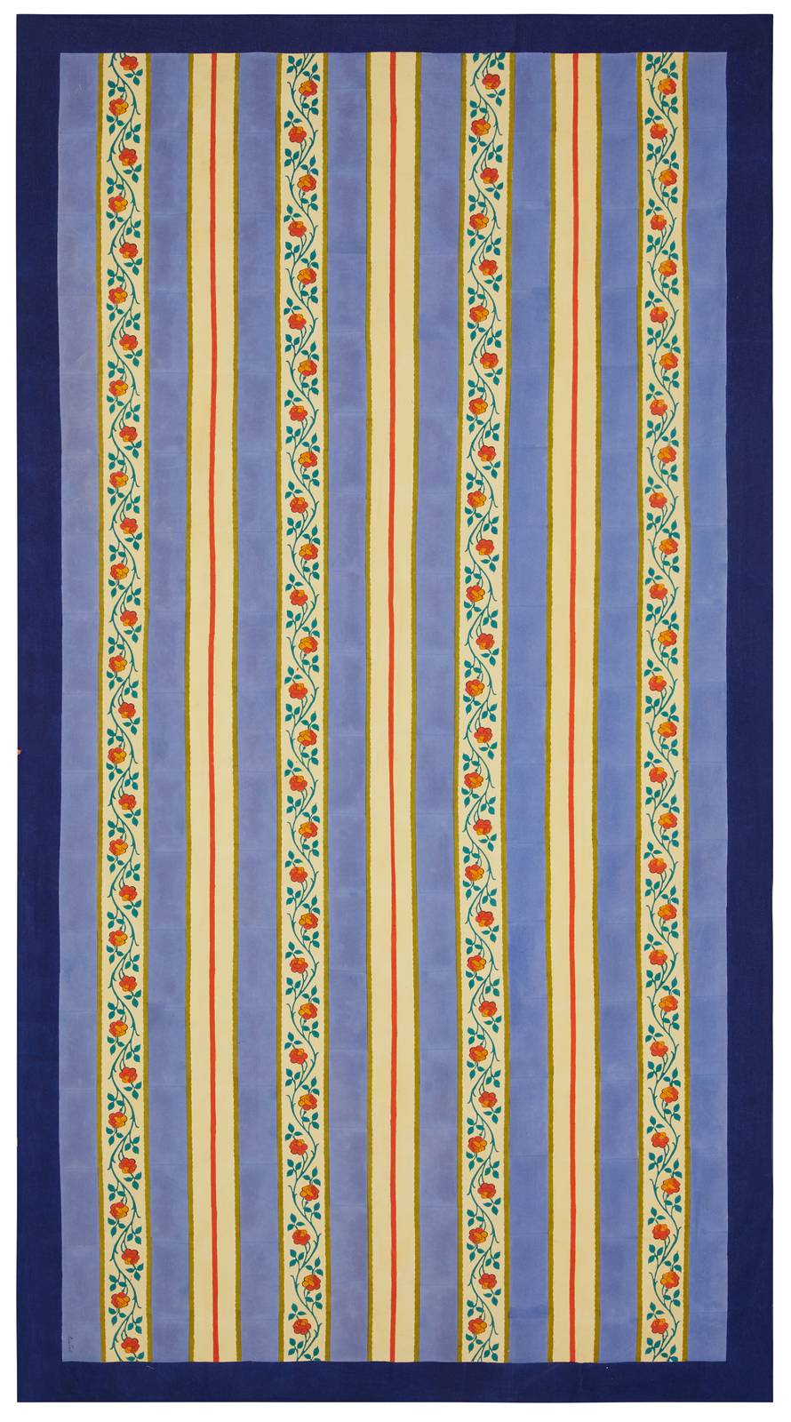 Lisa Corti telo cotone 180x350cm varanasi stripes pervinch
