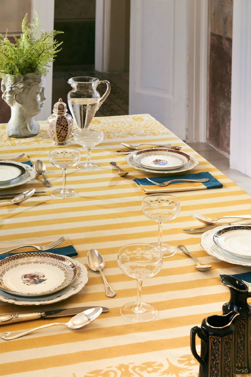 Lisa Corti Telo Cotone 220x220cm Damask Design Gold