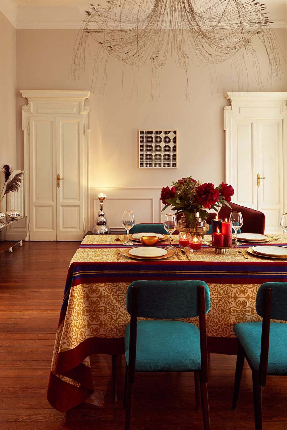 Lisa Corti Telo Cotone 220x220cm Damask Stripes Chutney