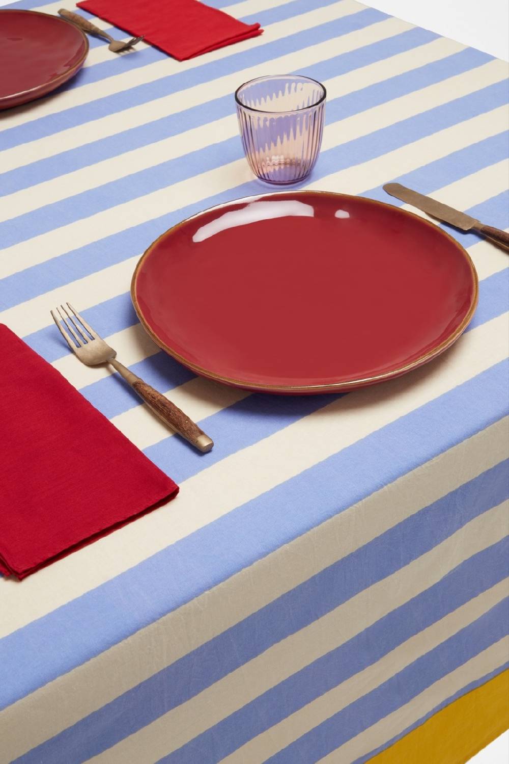 Lisa Corti Telo Cotone 220x220cm La Veste X Lisa Corti Nizam Stripes Light Blue Natural