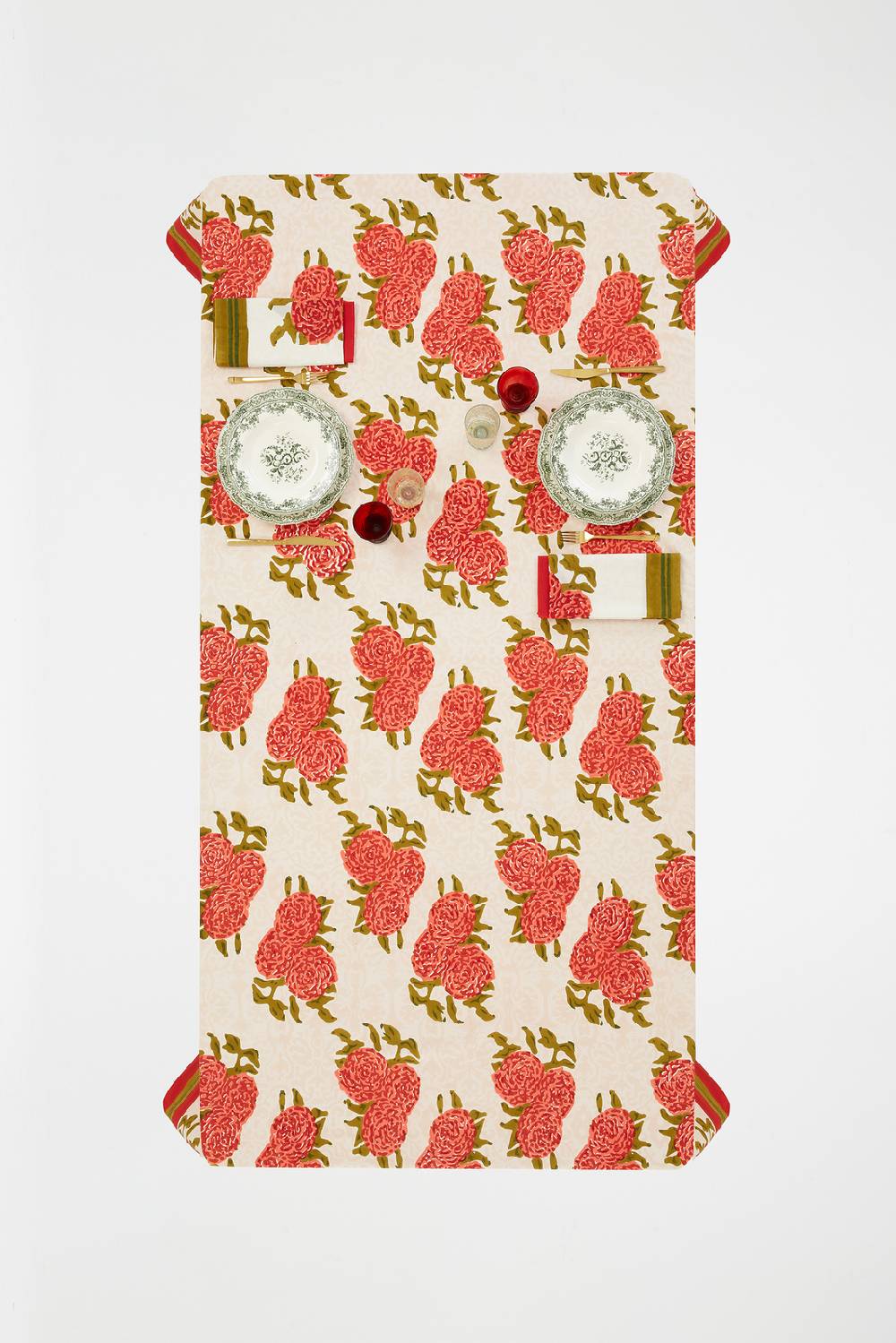 Lisa Corti Telo Cotone 220x220cm Leopard Bouquet Red