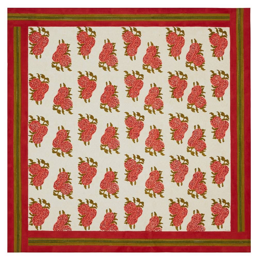 Lisa Corti telo cotone 220x220cm leopard bouquet red