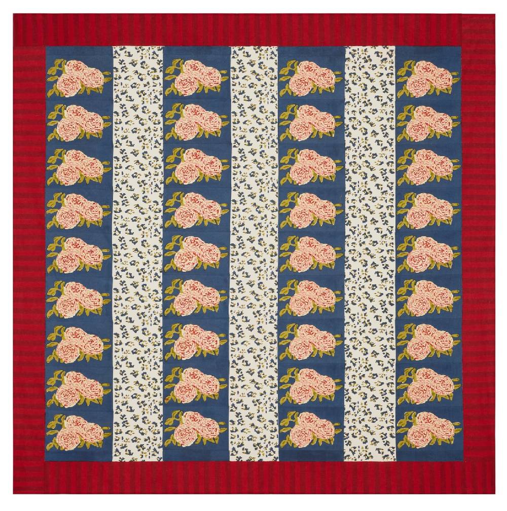 Lisa Corti telo cotone 220x220cm leopard stripes dark blue