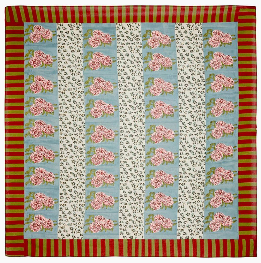 Lisa Corti Telo Cotone 220x220cm Leopard Stripes Sky