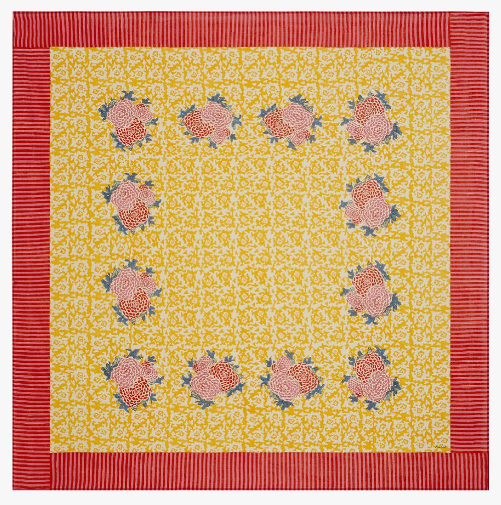 Lisa Corti telo cotone 220x220cm lisa corti x la minervetta arabesque corolla gold natural