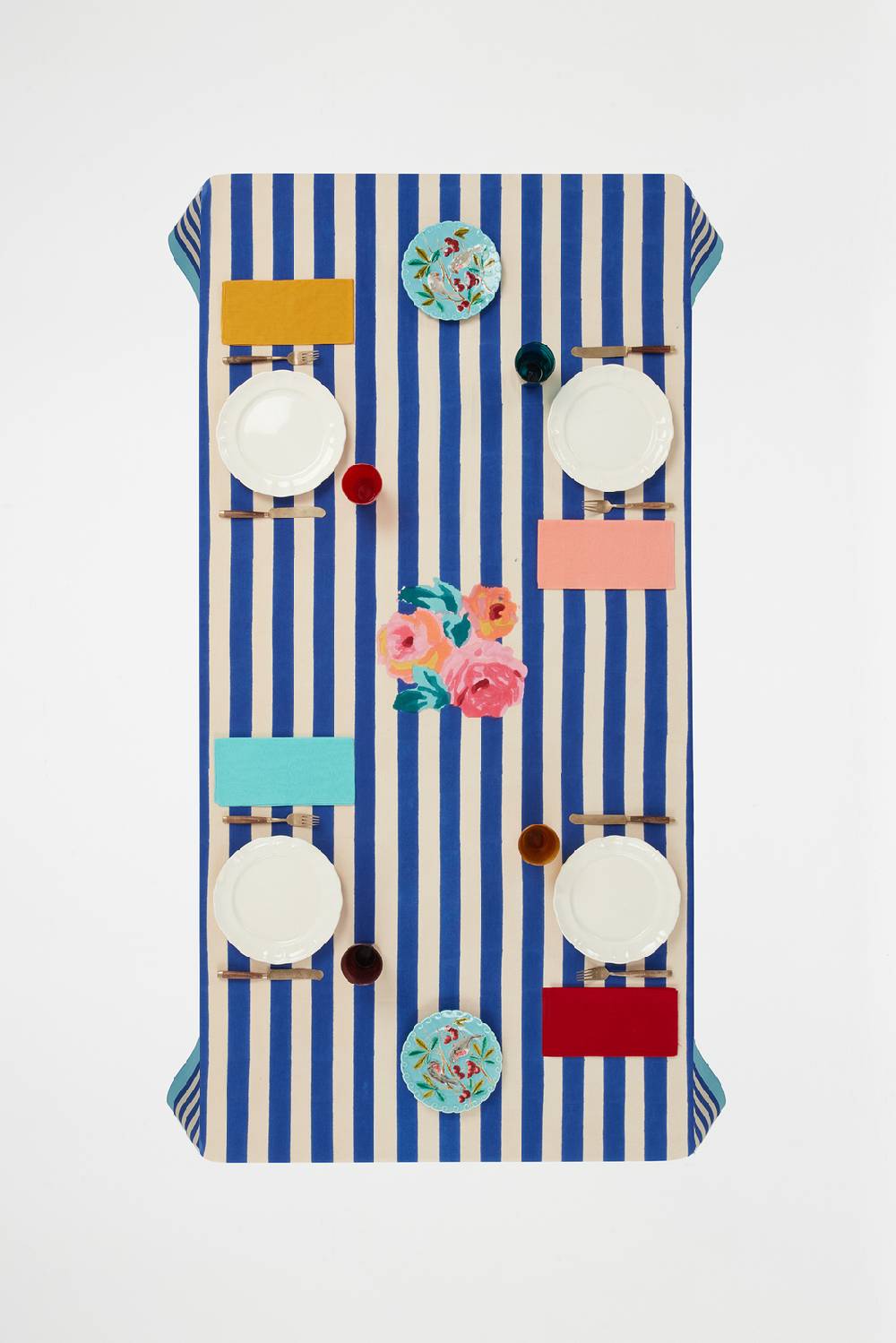 Lisa Corti Telo Cotone 220x220cm Nizam Stripes Blue Natural