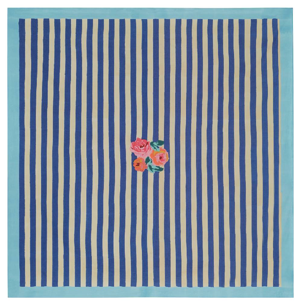 Lisa Corti telo cotone 220x220cm nizam stripes blue natural