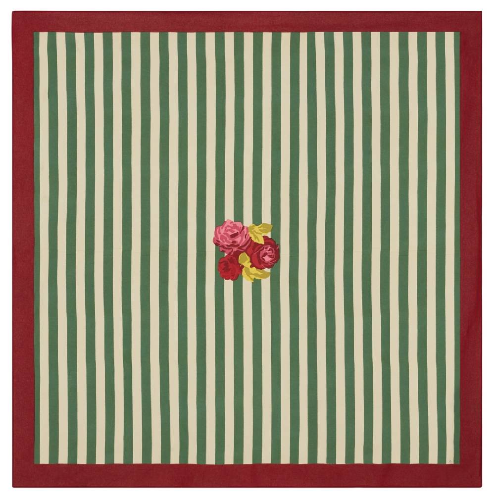 Lisa Corti telo cotone 220x220cm nizam stripes green natural