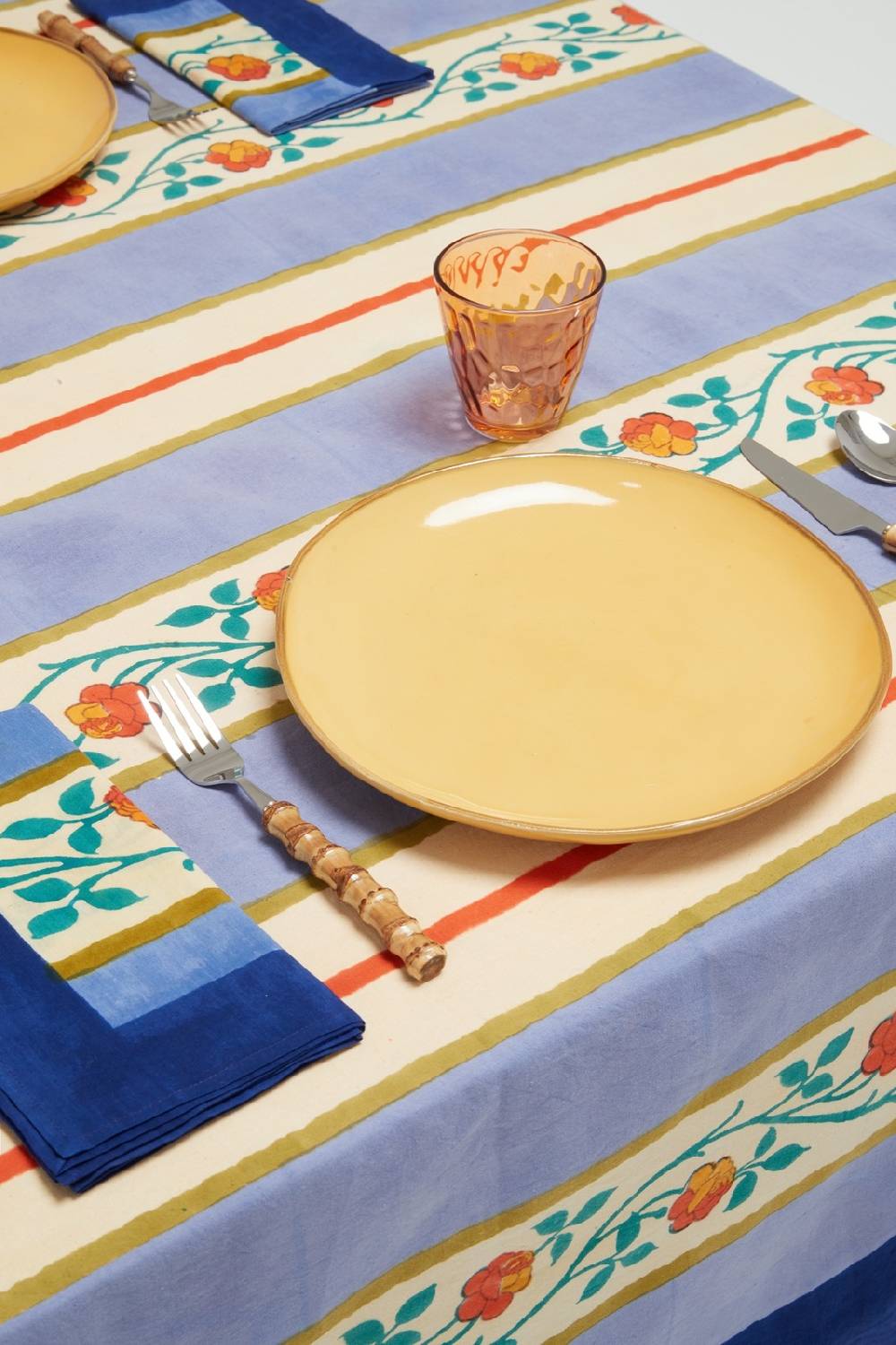 Lisa Corti Telo Cotone 220x220cm Varanasi Stripes Pervinch