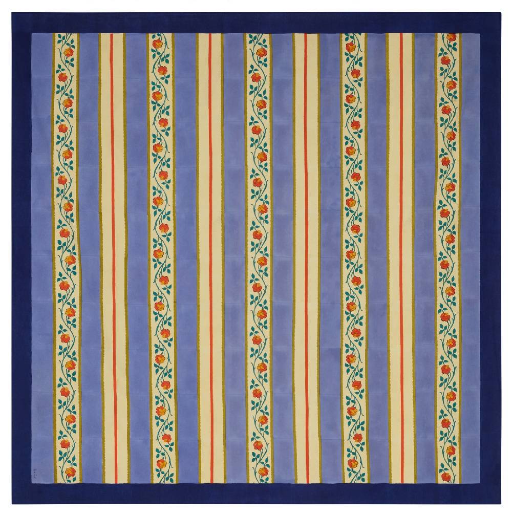 Lisa Corti telo cotone 220x220cm varanasi stripes pervinch