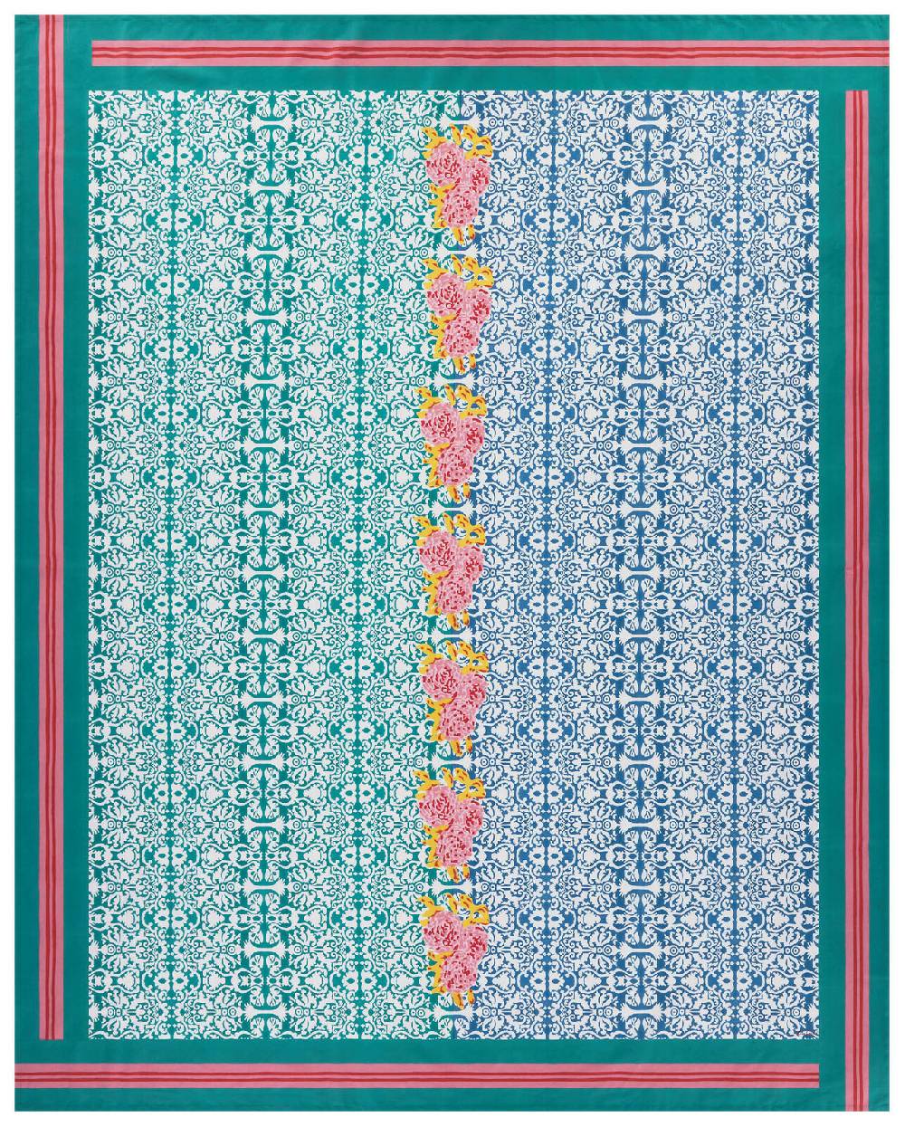 Lisa Corti telo cotone 220x270cm dam dam veronese blue