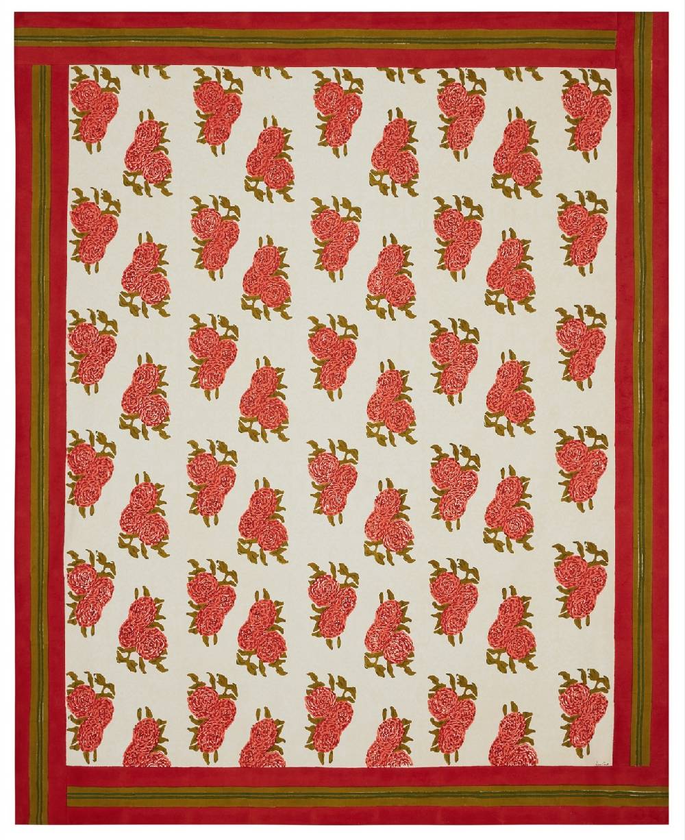 Lisa Corti telo cotone 220x270cm leopard bouquet red