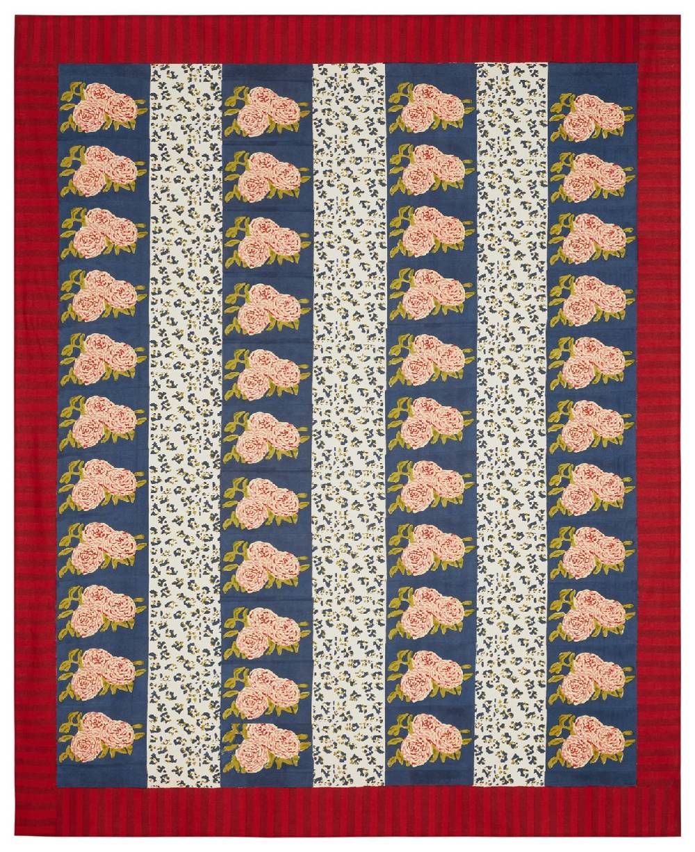 Lisa Corti telo cotone 220x270cm leopard stripes dark blue