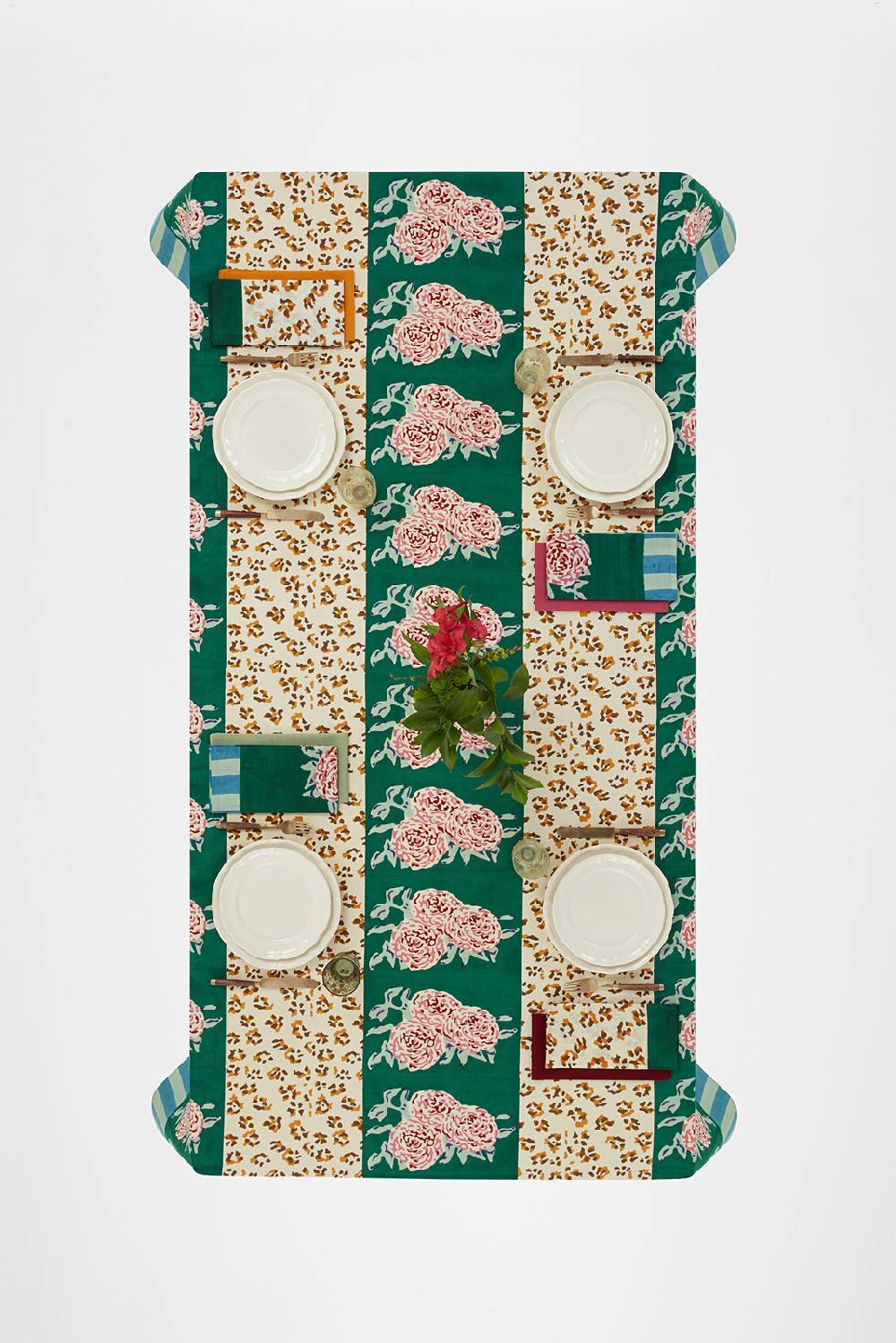 Lisa Corti Telo Cotone 220x270cm Leopard Stripes Green