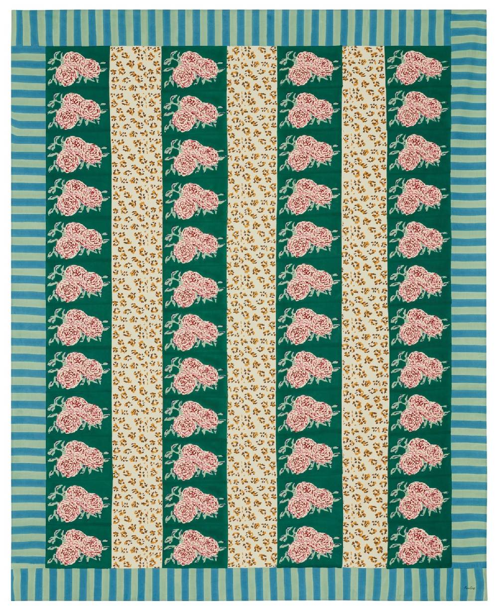 Lisa Corti telo cotone 220x270cm leopard stripes green