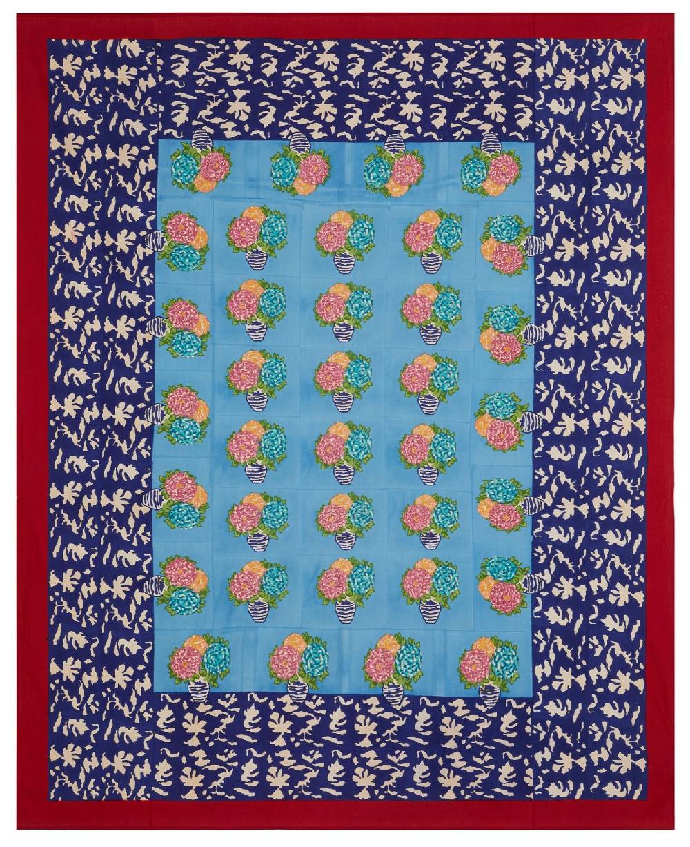 Lisa Corti telo cotone 220x270cm lisa corti x la minervetta blue pot sky