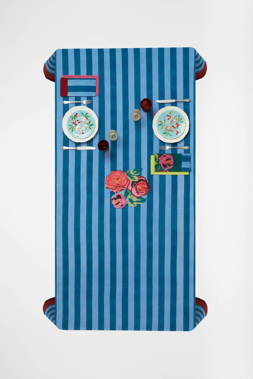 Lisa Corti Telo Cotone 220x270cm Nizam Stripes Ferozi Sugar