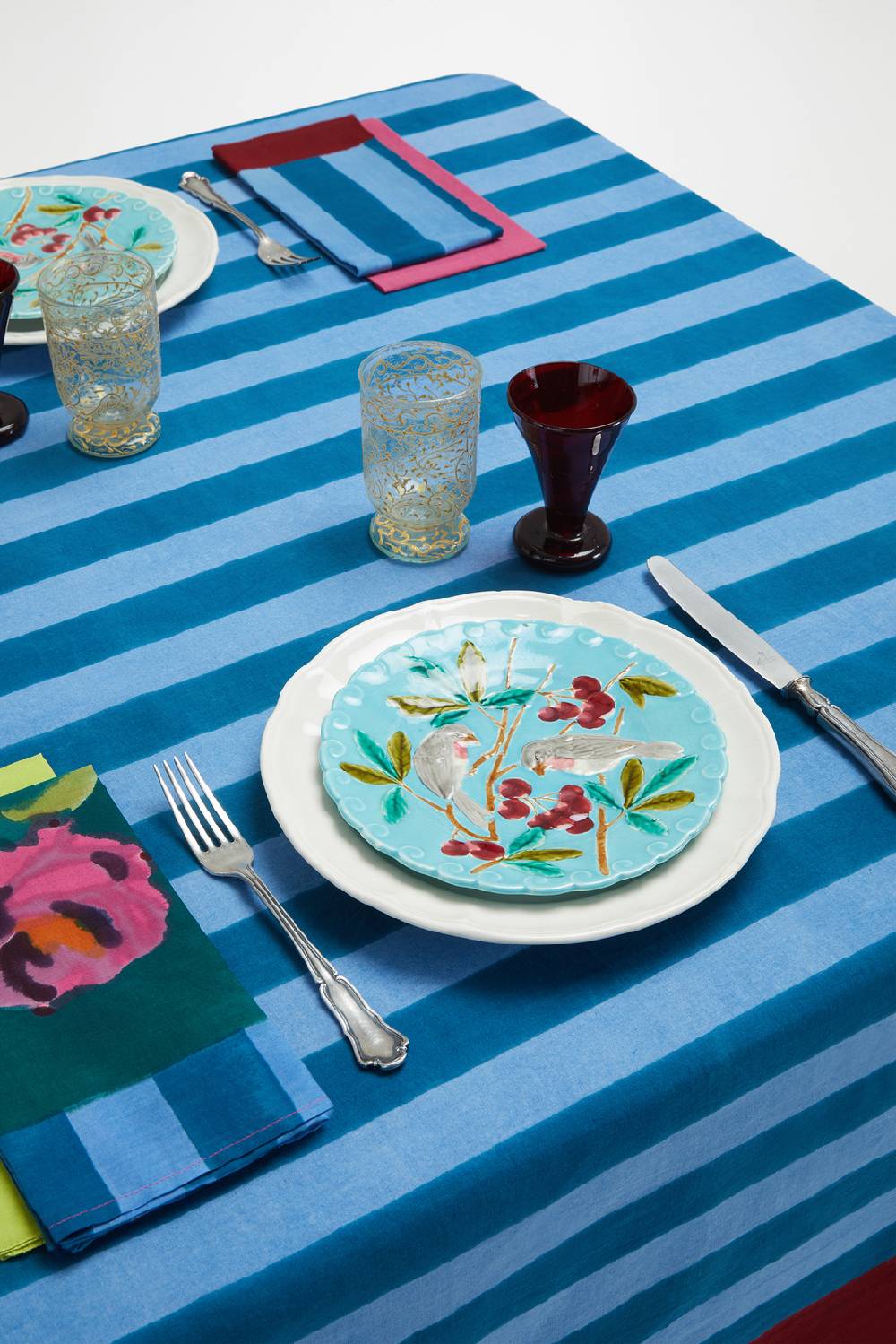 Lisa Corti Telo Cotone 220x270cm Nizam Stripes Ferozi Sugar