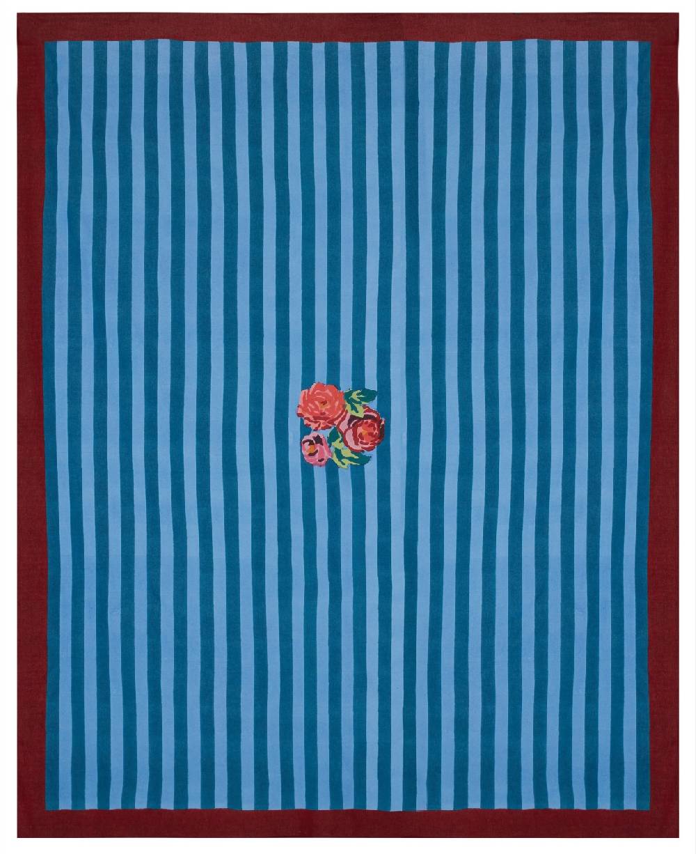 Lisa Corti telo cotone 220x270cm nizam stripes ferozi sugar