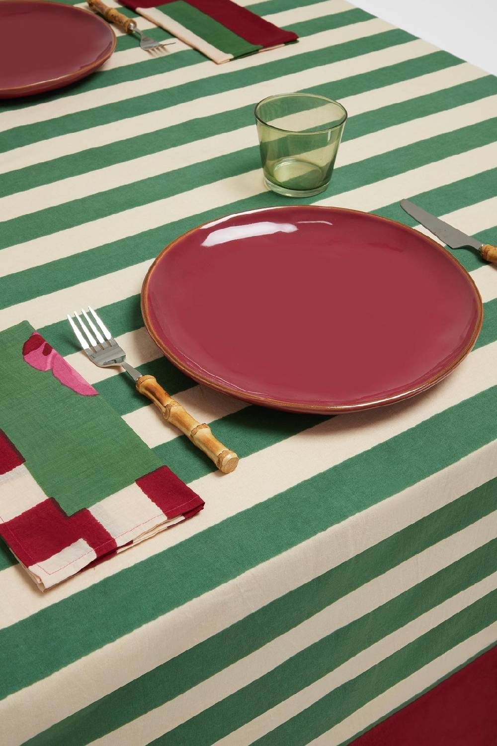 Lisa Corti Telo Cotone 220x270cm Nizam Stripes Green Natural