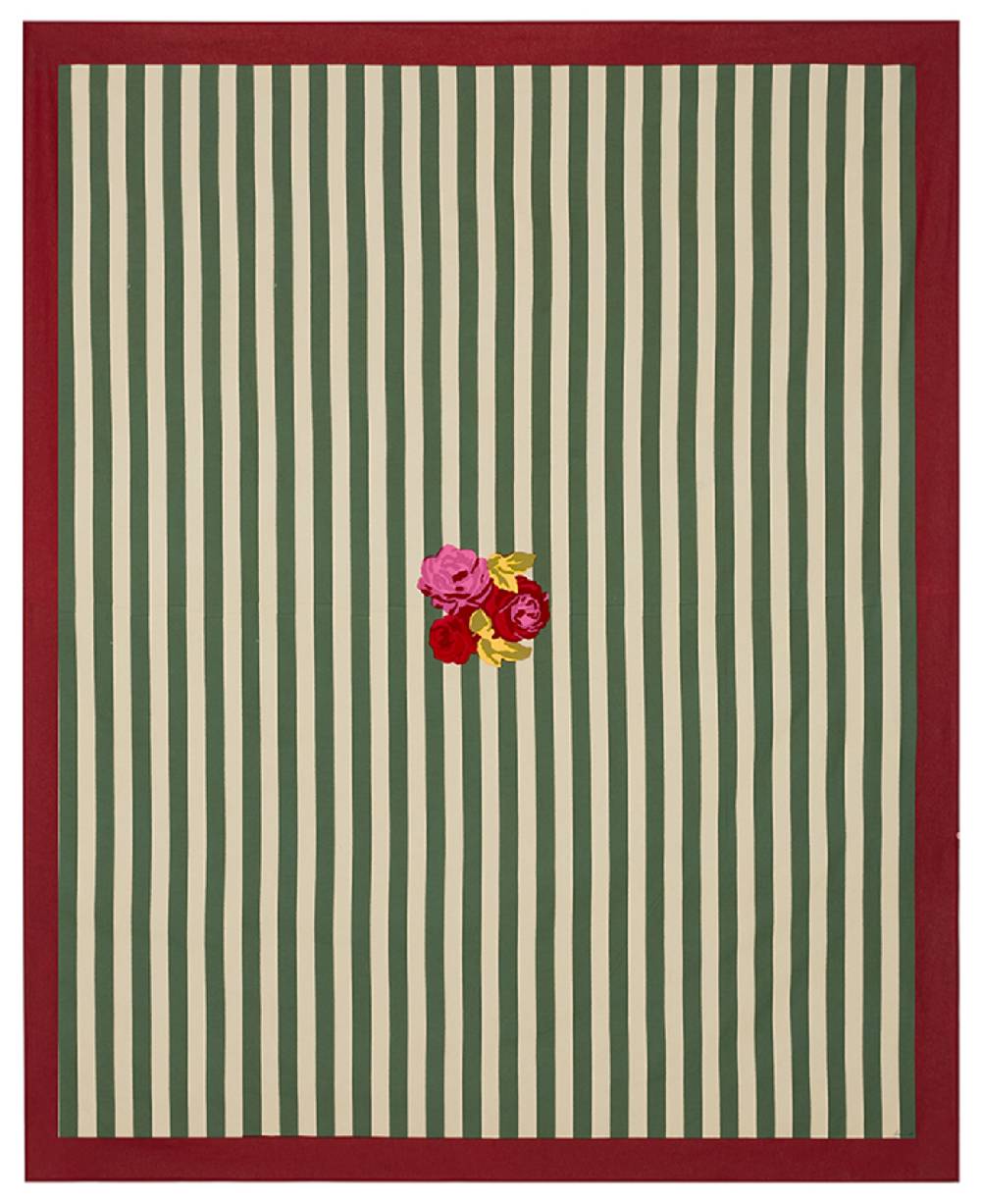 Lisa Corti telo cotone 220x270cm nizam stripes green natural