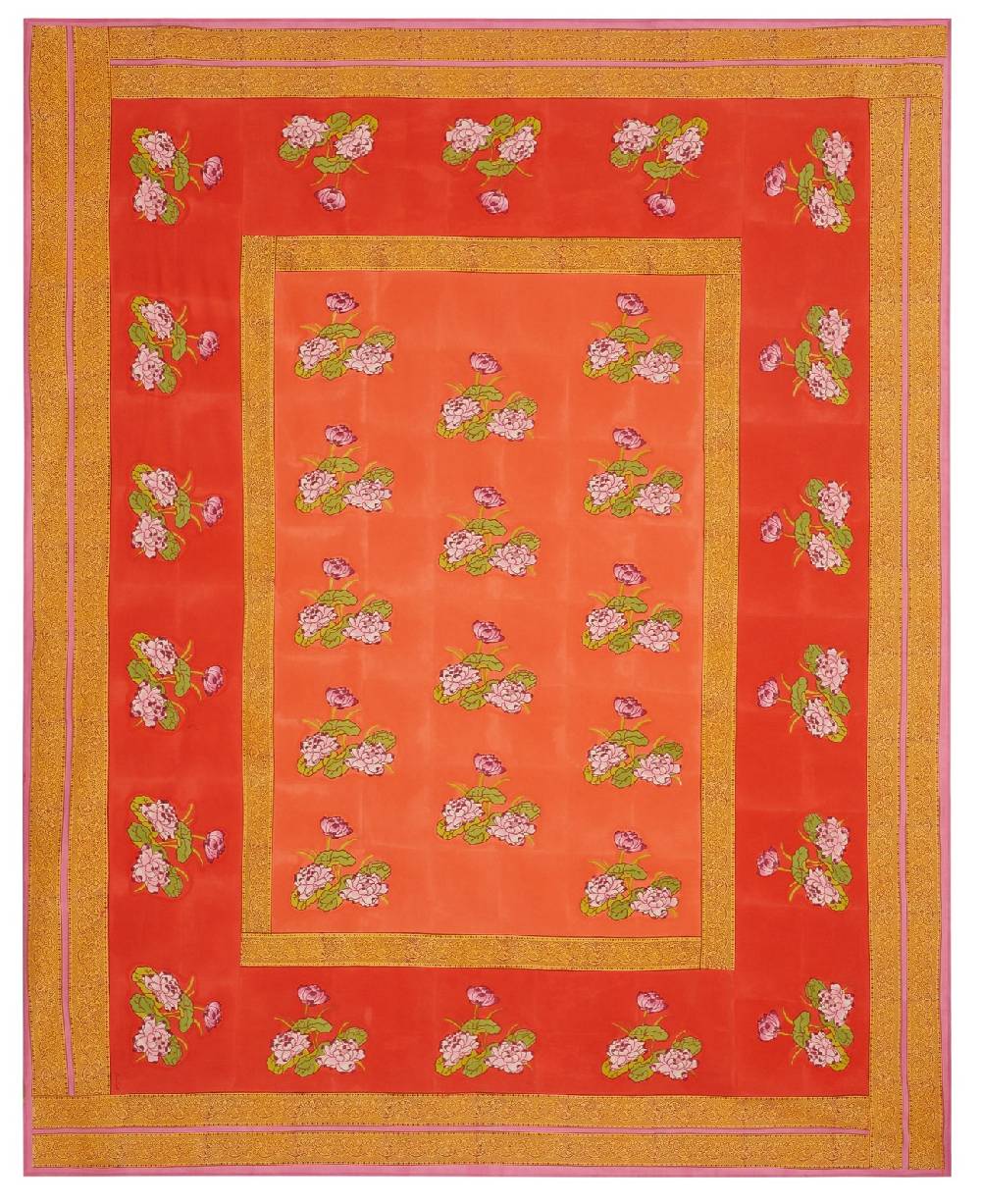 Lisa Corti telo cotone 220x270cm tea flower red orange