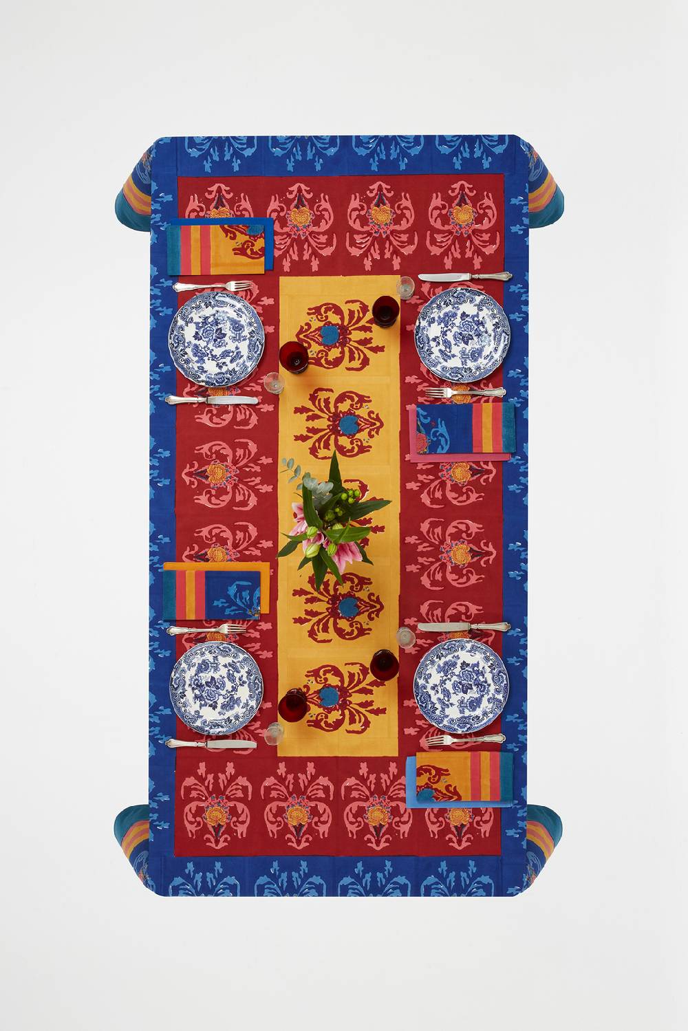 Lisa Corti Telo Cotone 220x350cm Brocade Royal Blue