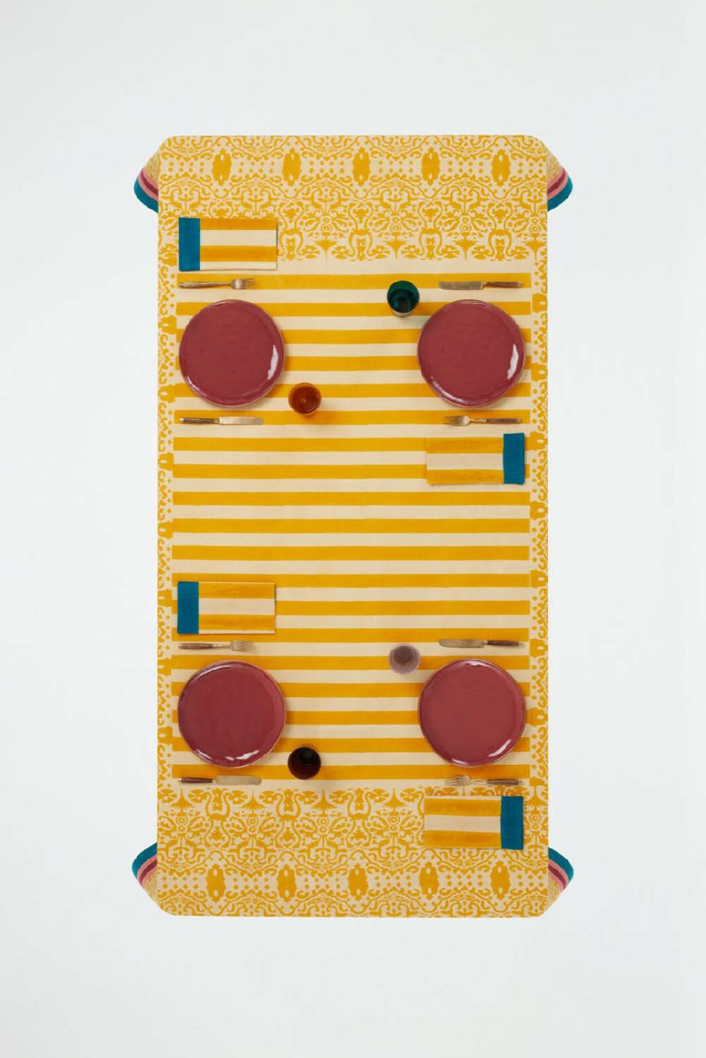 Lisa Corti Telo Cotone 220x350cm Damask Design Gold