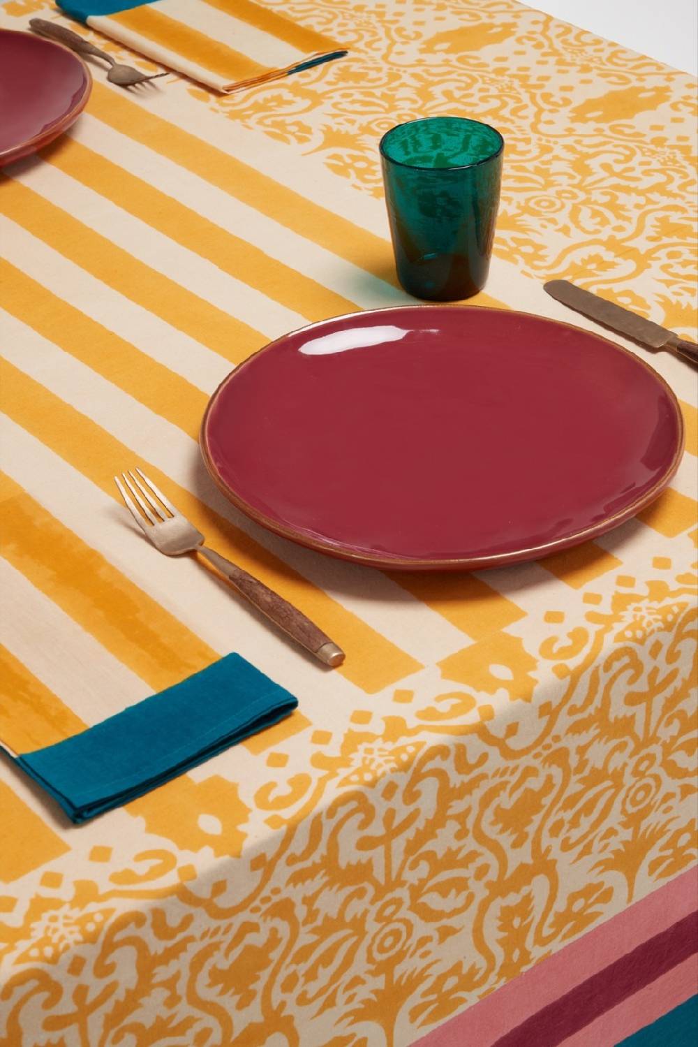 Lisa Corti Telo Cotone 220x350cm Damask Design Gold