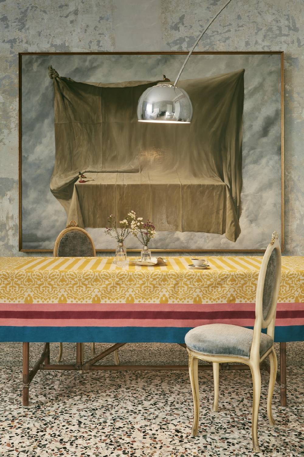 Lisa Corti Telo Cotone 220x350cm Damask Design Gold