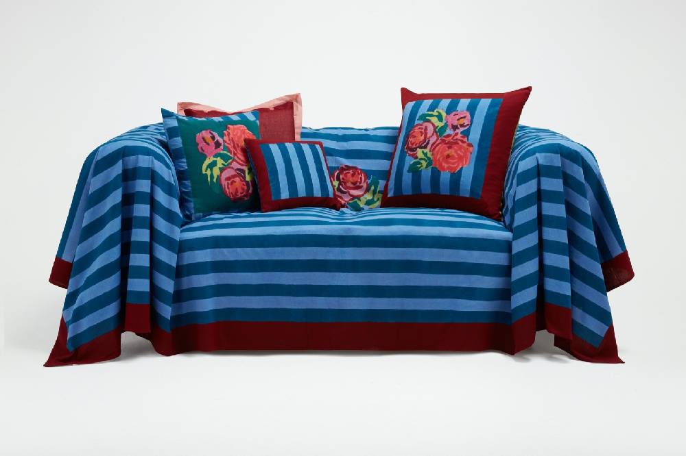 Lisa Corti Telo Cotone 220x350cm Nizam Stripes Ferozi Sugar