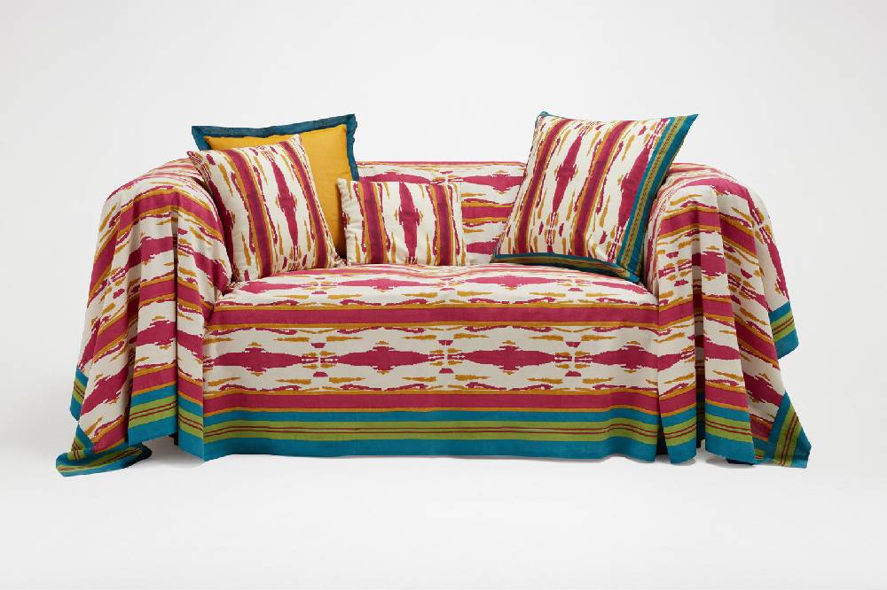 Lisa Corti Telo Cotone 250x270cm Flame Aubergine-gold