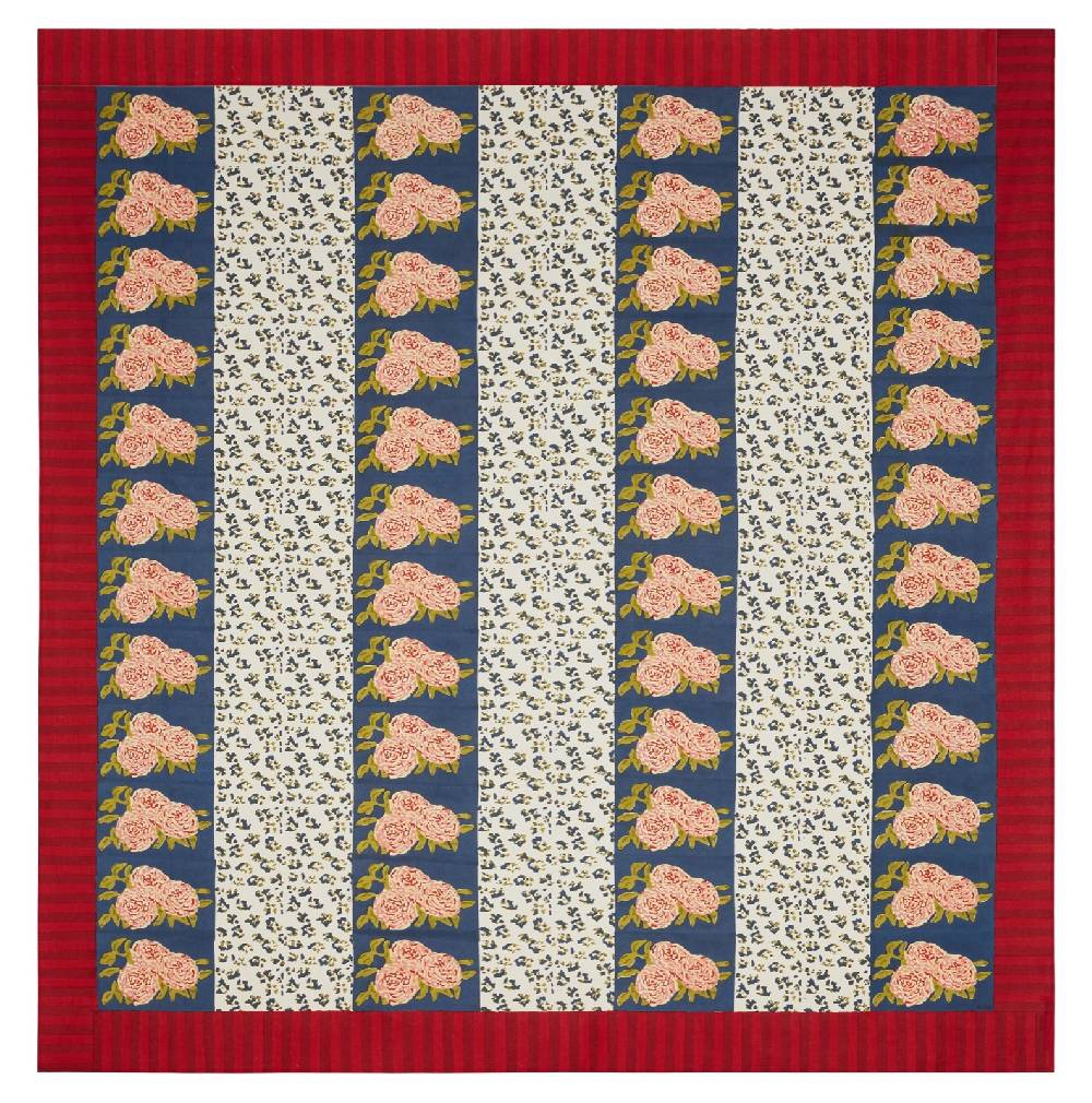 Lisa Corti telo cotone 250x270cm leopard stripes dark blue