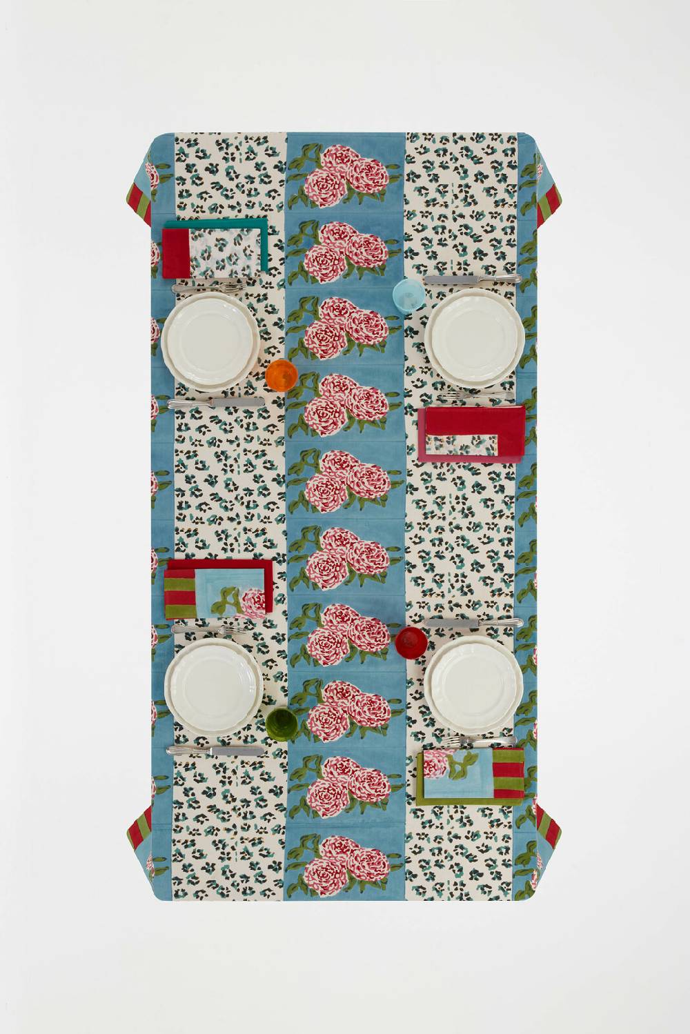 Lisa Corti Telo Cotone 250x270cm Leopard Stripes Sky