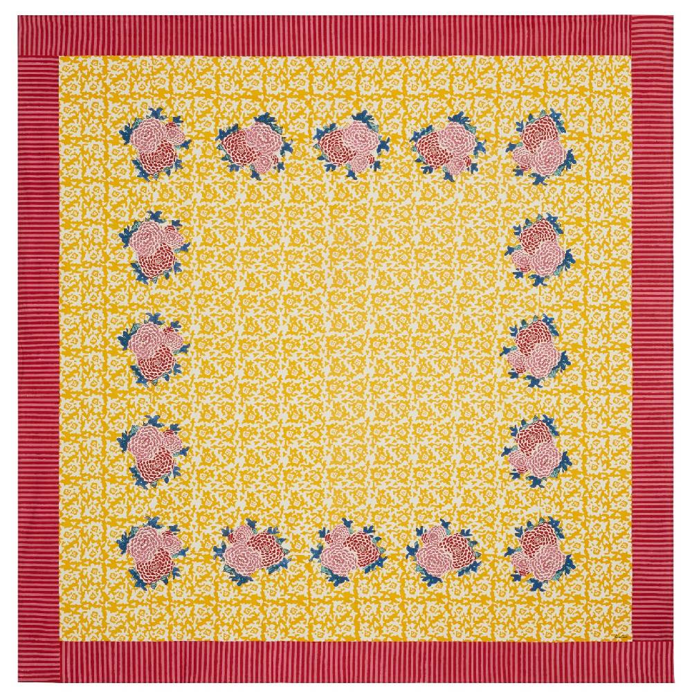 Lisa Corti telo cotone 250x270cm lisa corti x la minervetta arabesque corolla gold natural