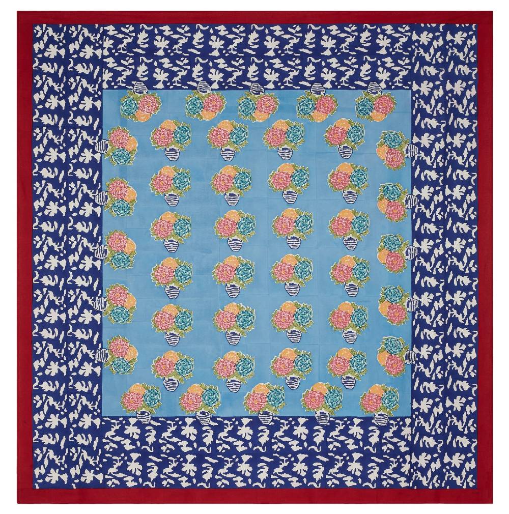 Lisa Corti telo cotone 250x270cm lisa corti x la minervetta blue pot sky