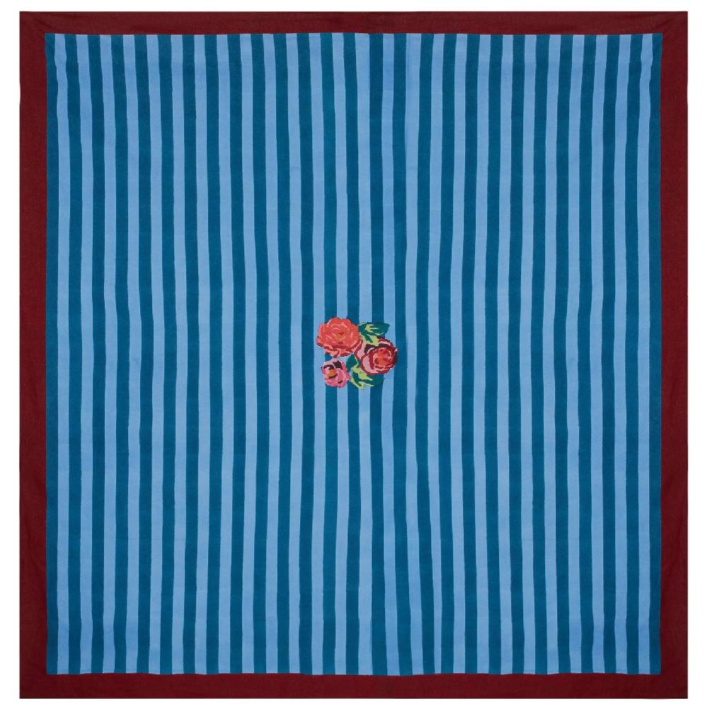 Lisa Corti telo cotone 250x270cm nizam stripes ferozi sugar