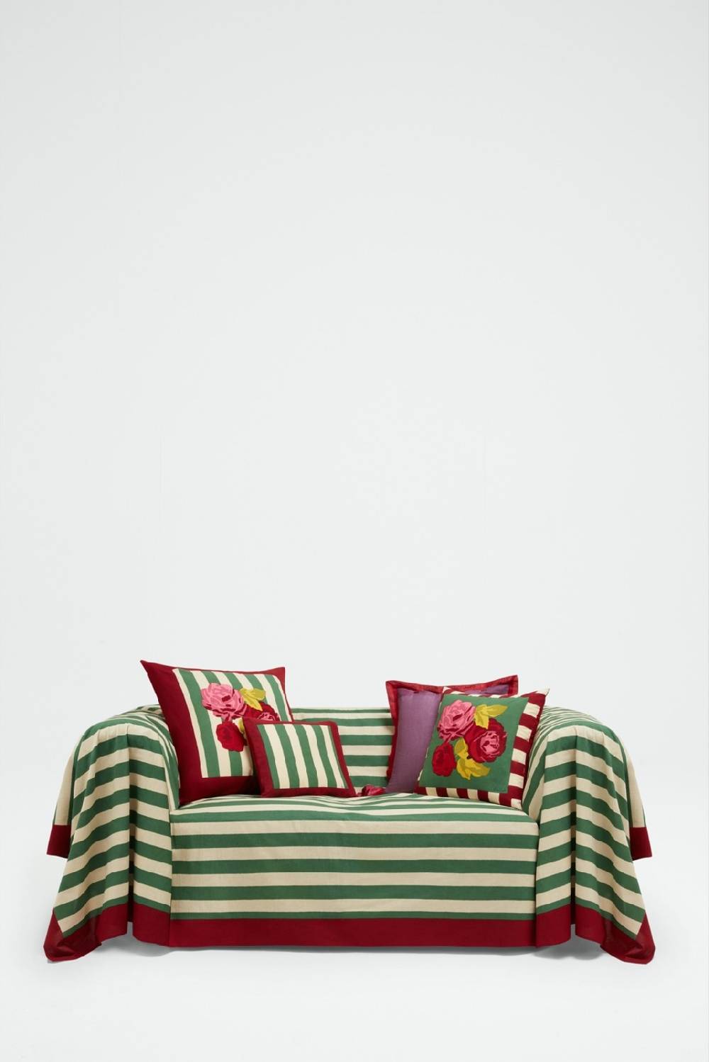 Lisa Corti Telo Cotone 250x270cm Nizam Stripes Green Natural