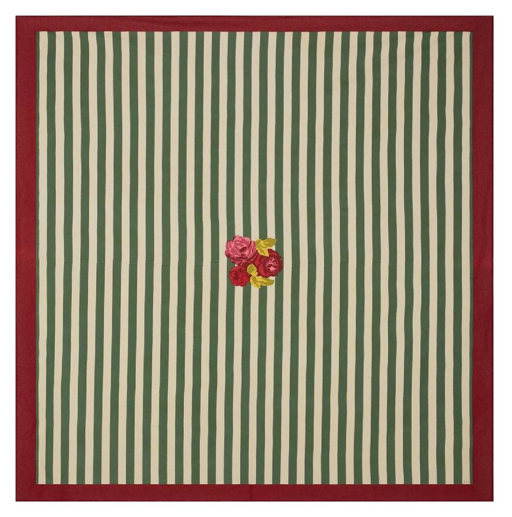 Lisa Corti telo cotone 250x270cm nizam stripes green natural