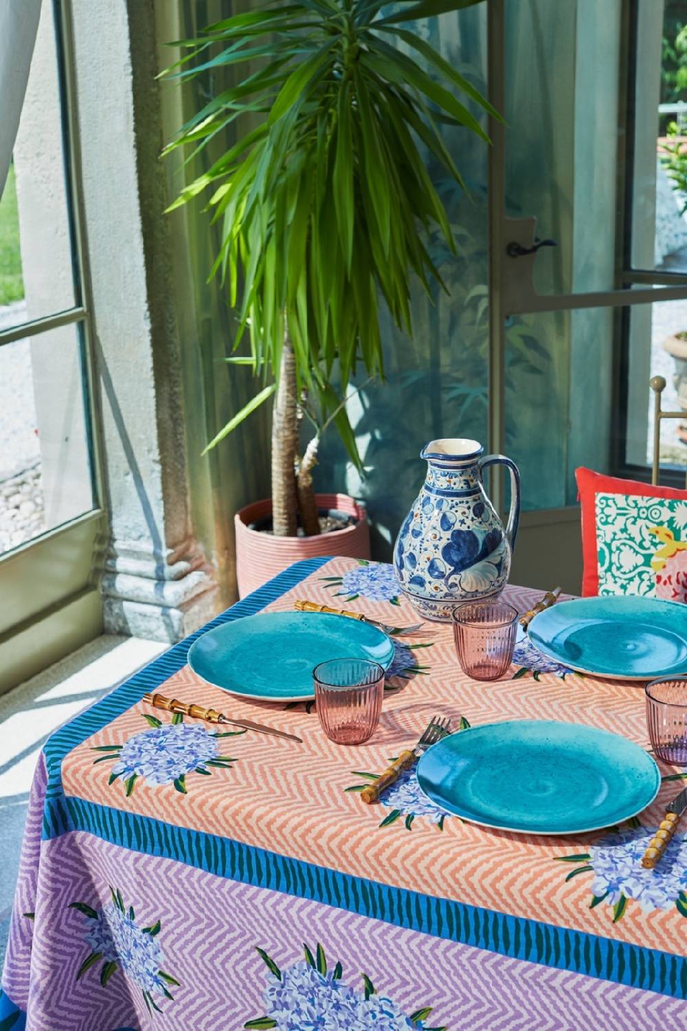 Lisa Corti Telo Cotone 250x270cm Oleander Lilac Peach