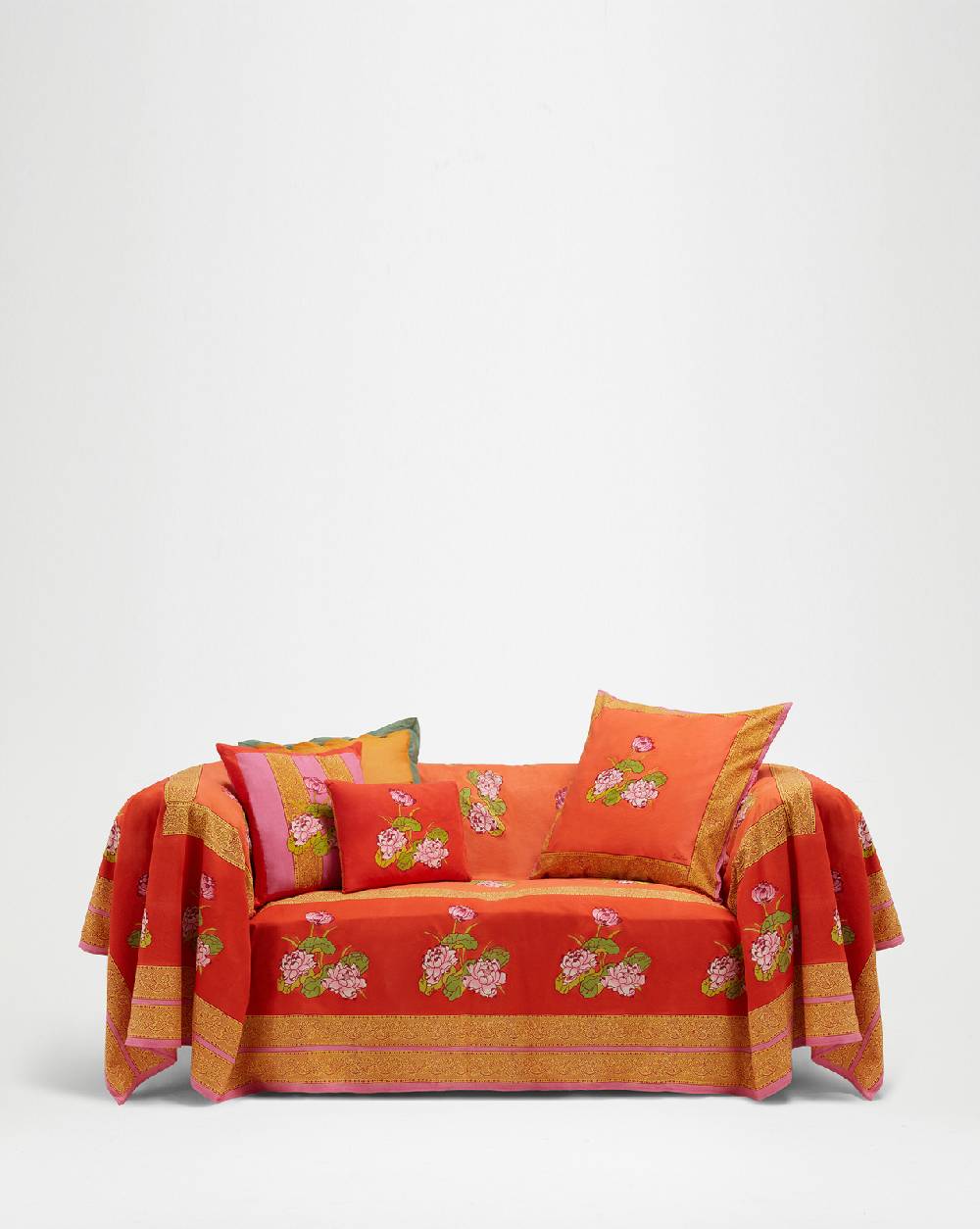 Lisa Corti Telo Cotone 250x270cm Tea Flower Red Orange