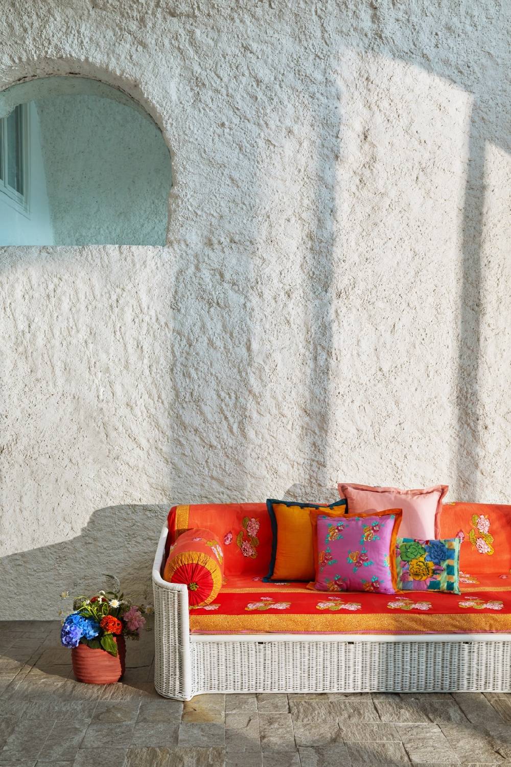 Lisa Corti Telo Cotone 250x270cm Tea Flower Red Orange