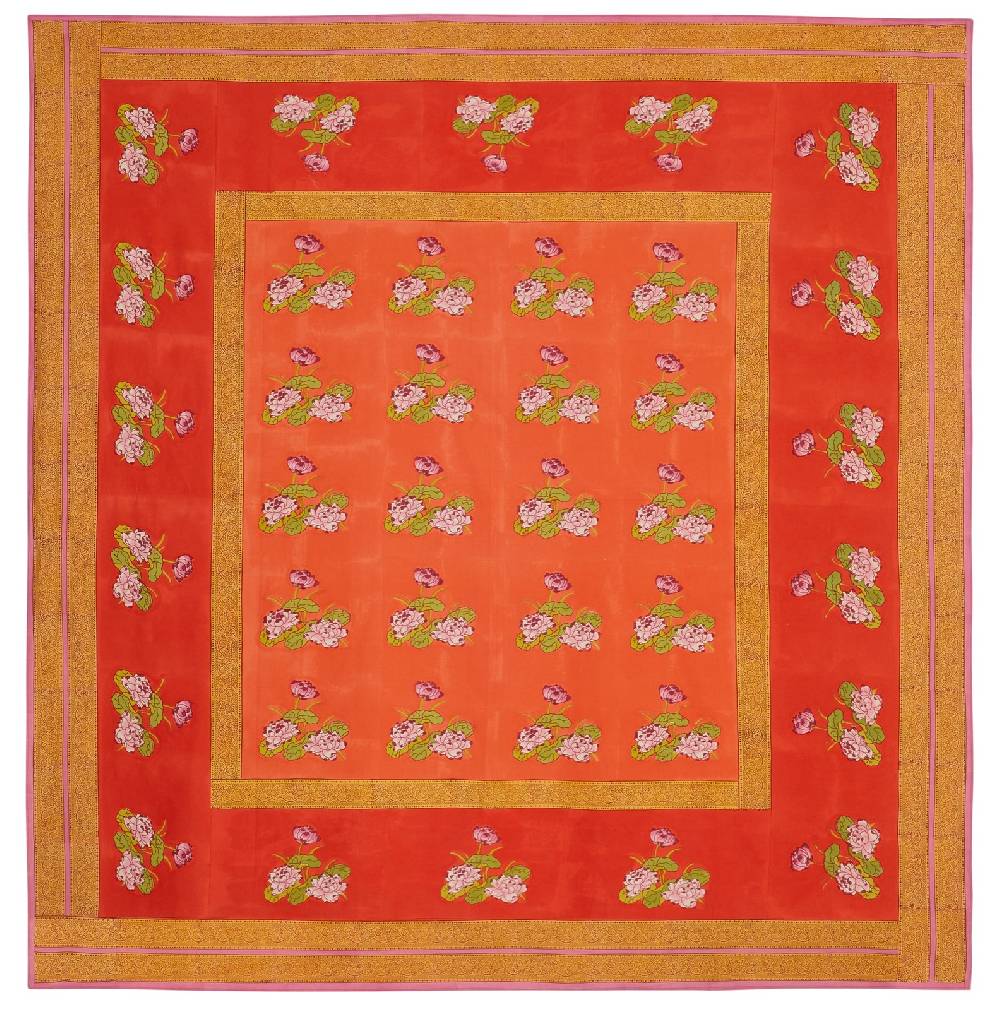 Lisa Corti telo cotone 250x270cm tea flower red orange