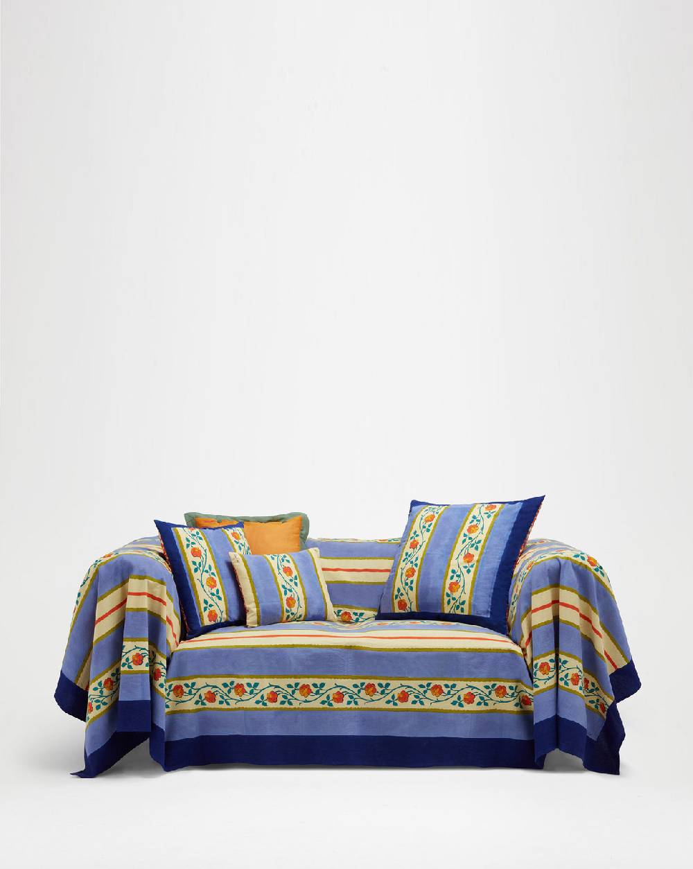 Lisa Corti Telo Cotone 250x270cm Varanasi Stripes Pervinch