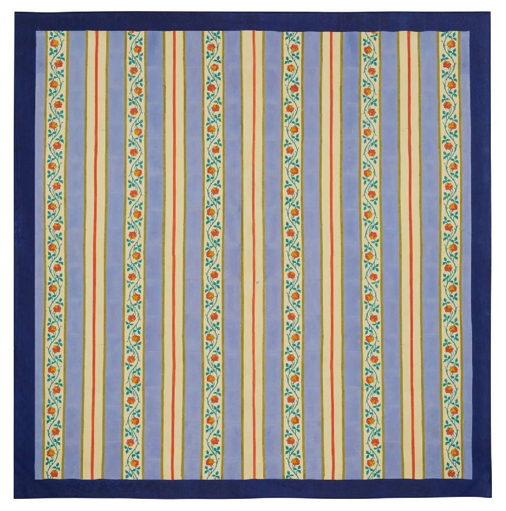 Lisa Corti telo cotone 250x270cm varanasi stripes pervinch