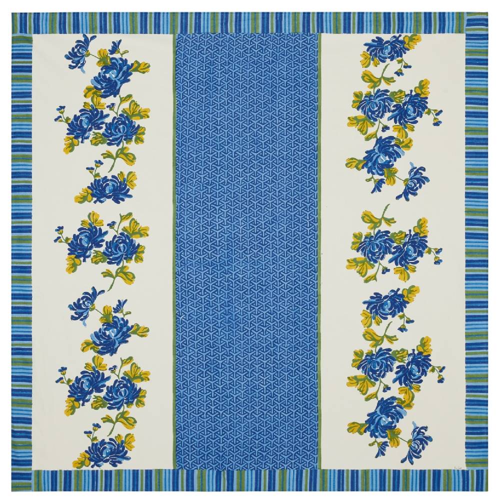 Lisa Corti telo di cotone 220x220cm vienna blue cream