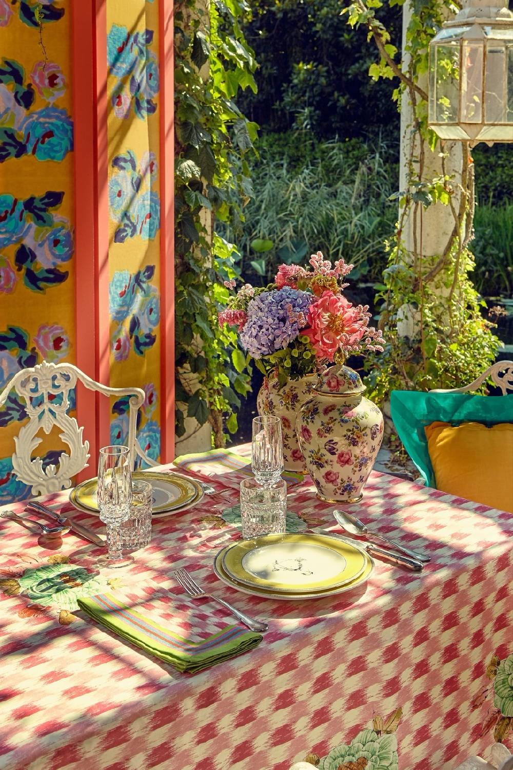 Lisa Corti Telo Lino 110x110cm Veranda Design Magenta Pink