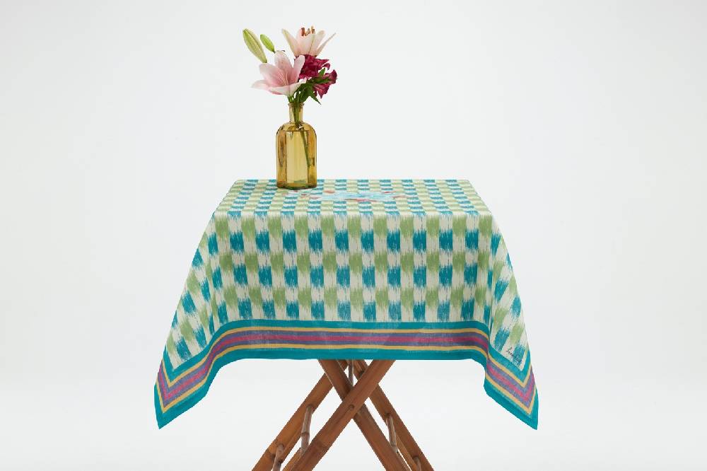 Lisa Corti Telo Lino 110x110cm Veranda Design Peacock Green