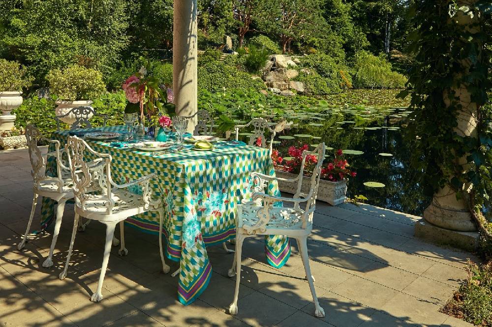 Lisa Corti Telo Lino 110x110cm Veranda Design Peacock Green