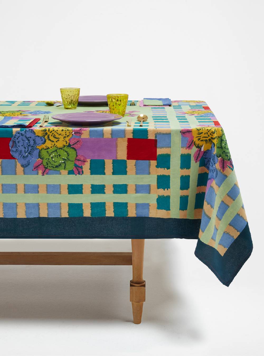 Lisa Corti Telo Mussola Di Cotone 220x220cm Ankara Aqua